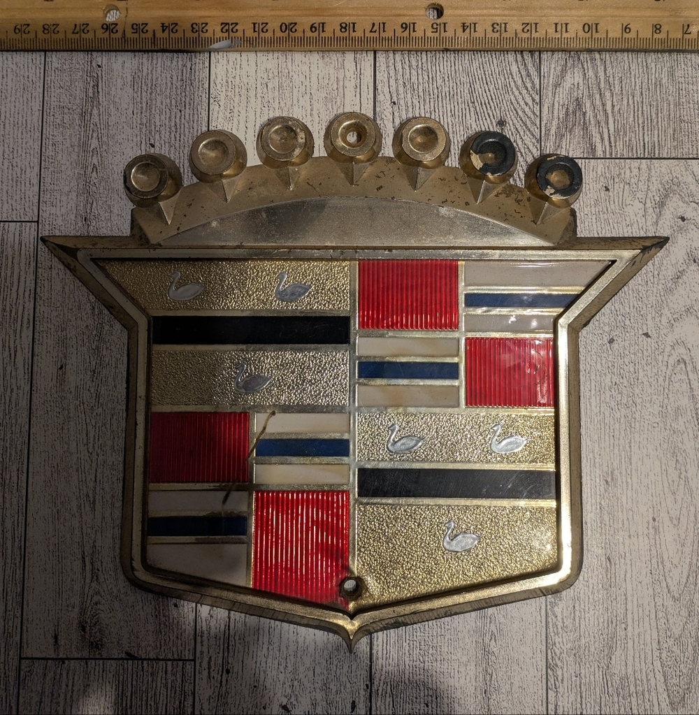 Cadillac Vintage Gold and Red Emblem